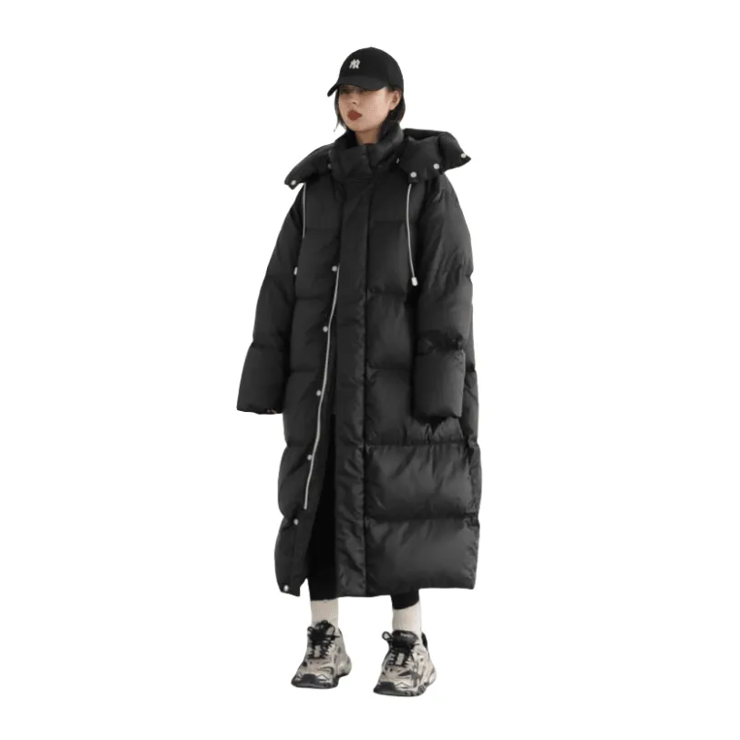 Womens Parka Jacket Long Down Coat Black