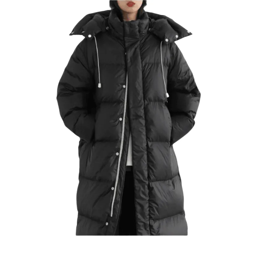 Womens Parka Jacket Long Down Coat Black