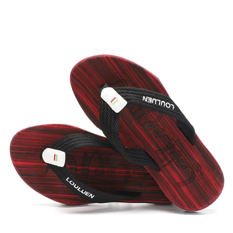 Red Men’s Flip Flops Casual Anti Slip Outdoor Beach Sandals