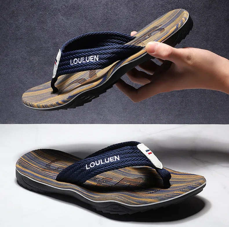 Deep Blue Men’s Flip Flops Casual Anti Slip Outdoor Beach Sandals
