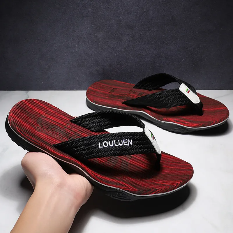 Red Men’s Flip Flops Casual Anti Slip Outdoor Beach Sandals