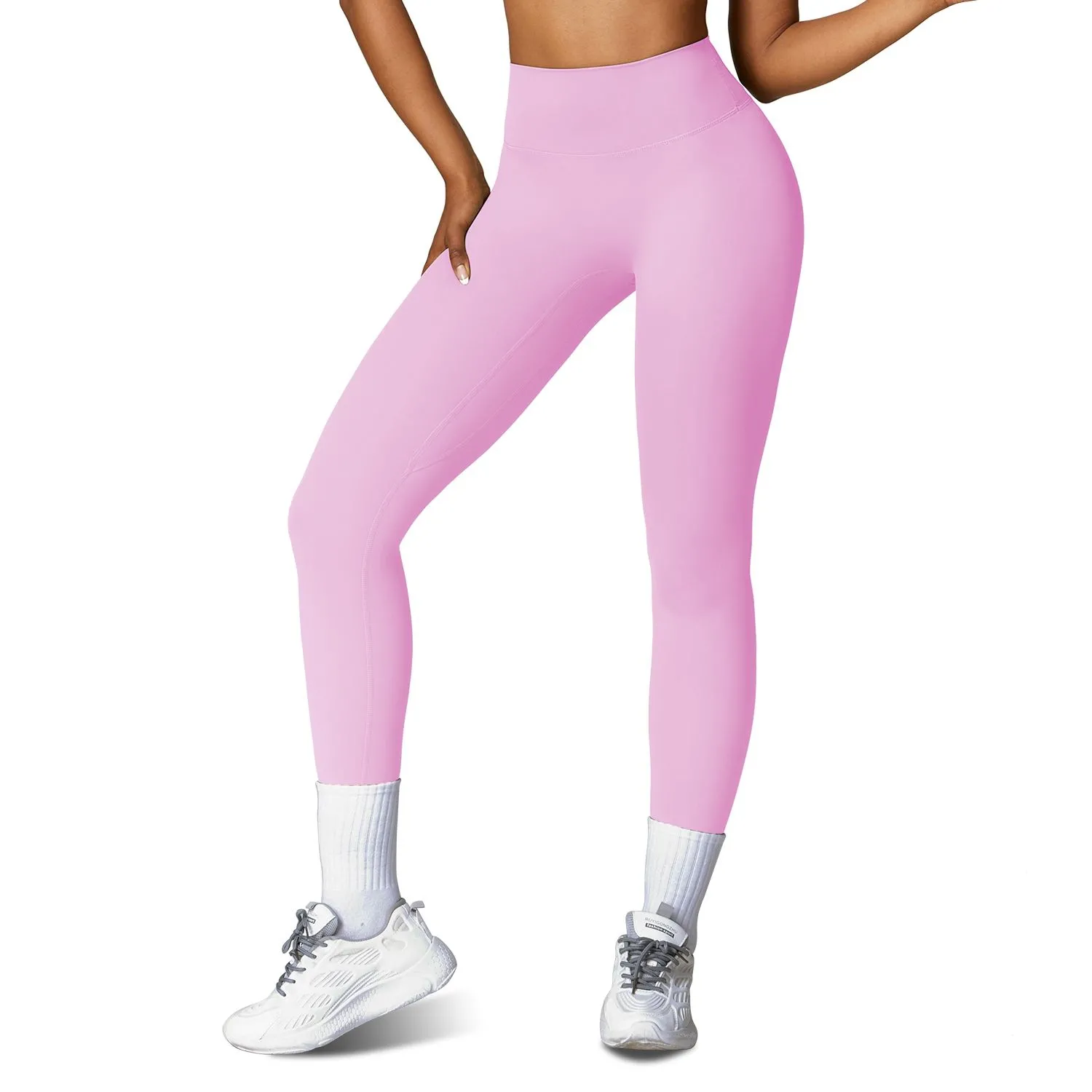 Leggings roses taille haute avec contrôle du ventre pour le yoga, les entraînements, le gym et la mode athlétique