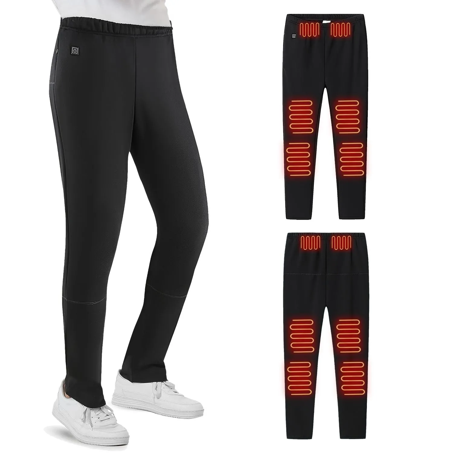 Black heated mens pants front product view