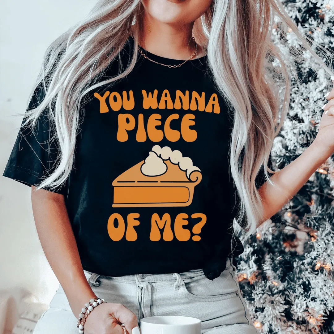 Black heather Thanksgiving graphic tee featuring a slice of pumpkin pie and orange statement text.
