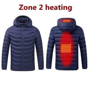 Mens Heated Jackets Electric Warmth, USB Powered Stay Cozy Outdoors 2 Areas Heated Blue