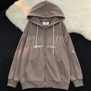 Hooded Sweaters for Men Street Hip Hop America Retro Harajuku Sweater Thick Khaki