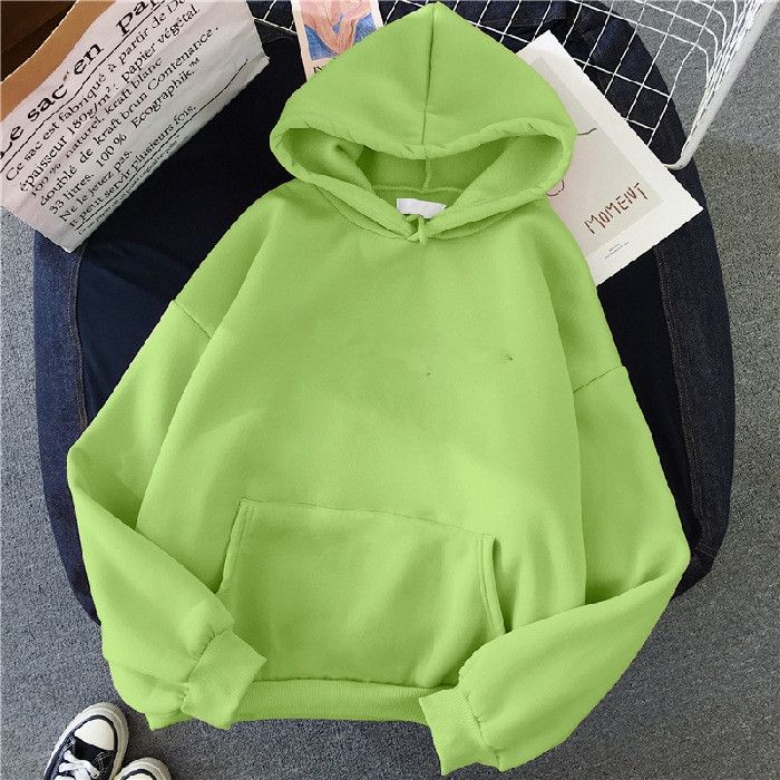 Casual Spring Hoodie Lazy Fit Pullover Hooded Top for Women Green