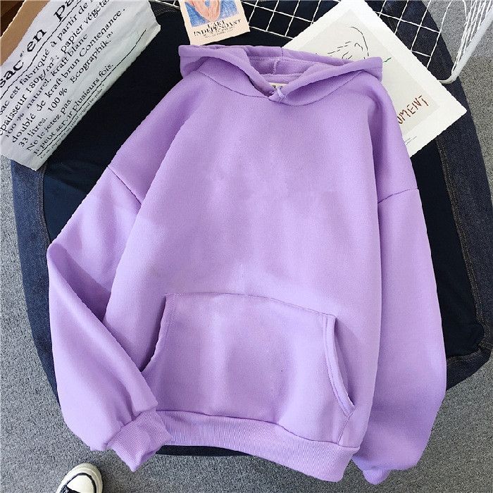 Casual Spring Hoodie Lazy Fit Pullover Hooded Top for Women Purple