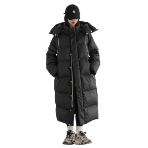 Womens Parka Jacket Long Down Coat Black